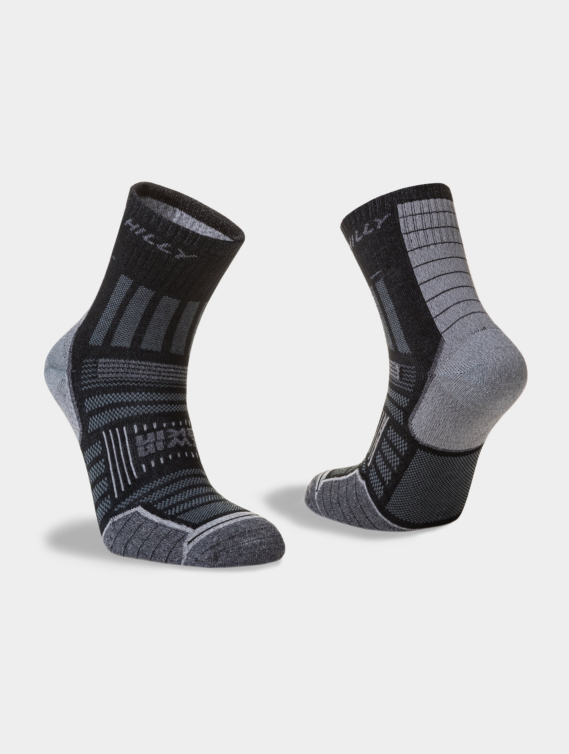 Hilly Twin Skin Calzini Unisex Da Corsa - Antiodore E Antivesciche, Cavigliera Doppio Strato, Azzurrite/Grigio, Taglia L